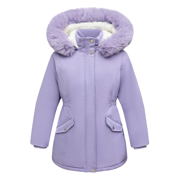 MOERDENG Girl's Winter Long Coat Waterproof Kids Outerwear Warm Parka Puffer Jacket With Hood