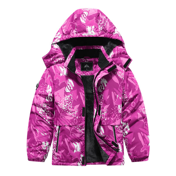 MOERDENG Kid's Waterproof Ski Snow Hooded Coats Boy's And Girl's Warm Winter Jacket Snowboard Windbreaker Hooded Raincoat