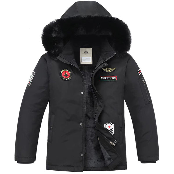 MOERDENG Boys Winter Coat Heavyweight Fleece Lined Waterproof Down Parka Jacket with Detachable Fur Hood