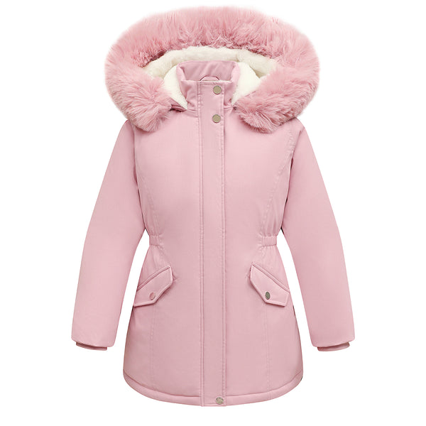 MOERDENG Girl's Winter Long Coat Waterproof Kids Outerwear Warm Parka Puffer Jacket With Hood